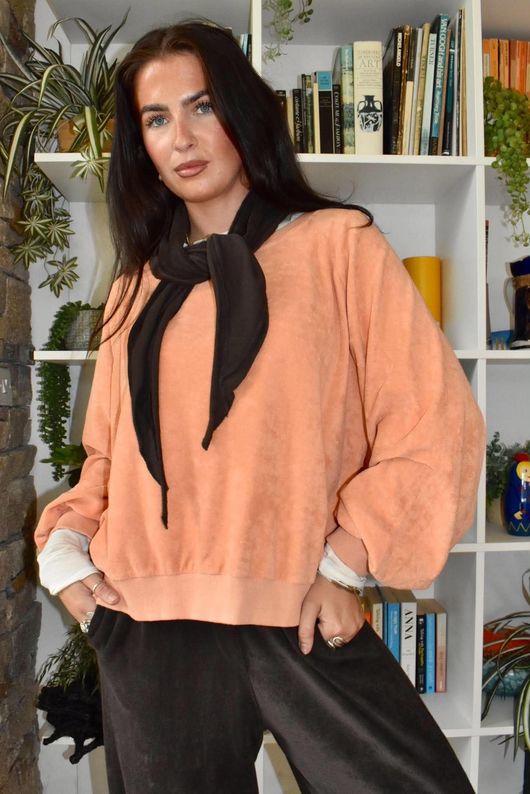 Terry B Lantern Sleeve Sweatshirt Just Peachy